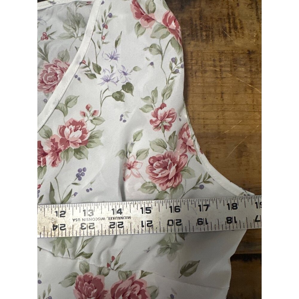 dressfo nwt large midi slip dress white and floral pink sleeveless vneck back zi - Picture 9 of 15
